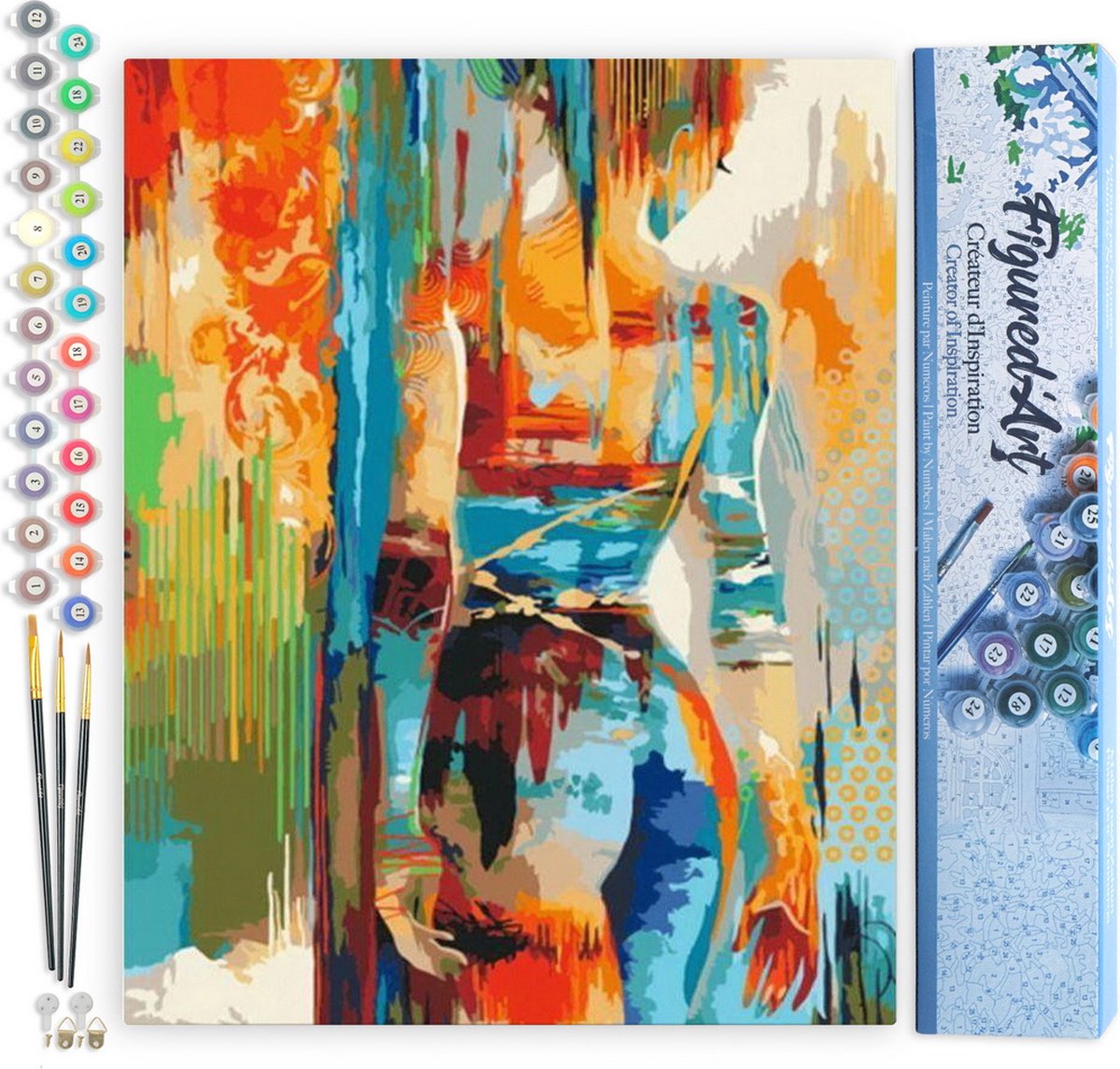 FiguredArt Schilderen op Nummer Volwassenen canvas Schoonheid in kleuren - Handwerk acrylverf Kit DIY Compleet - 40x50cm zonder frame